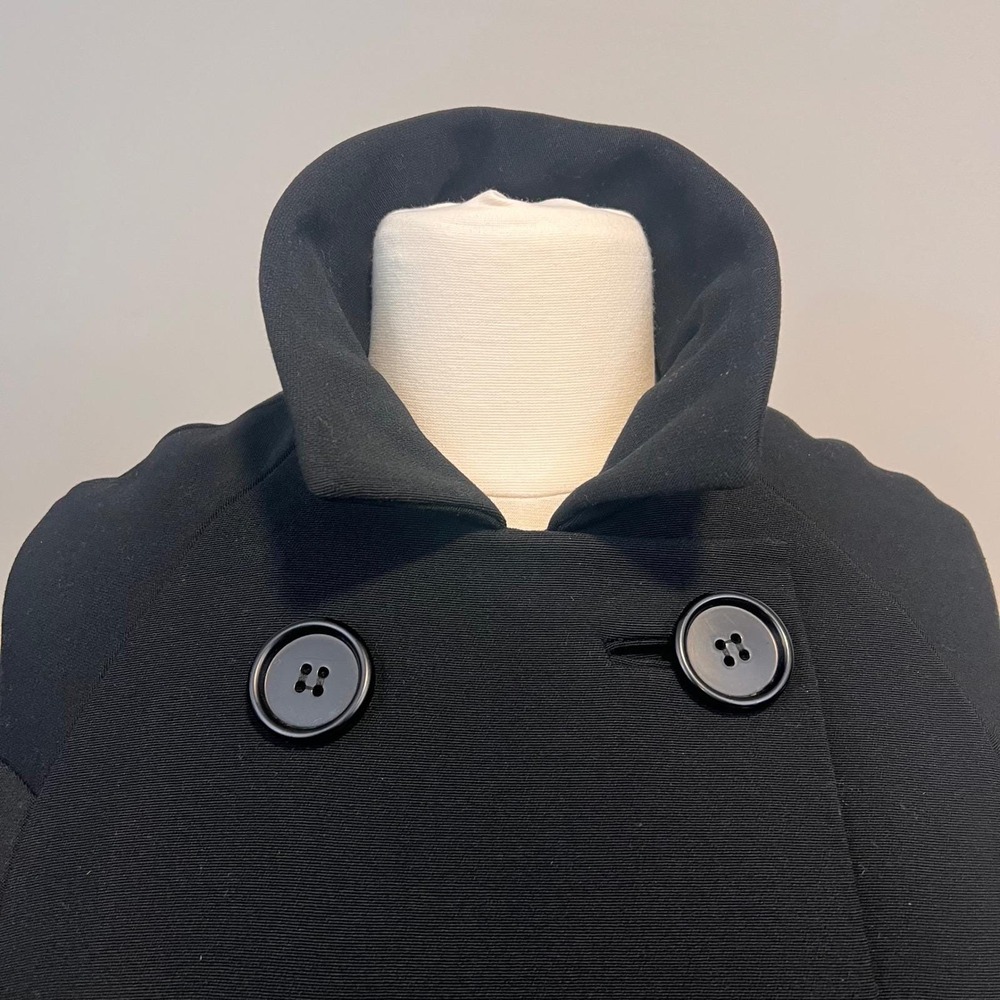 VTG 60s Union Made Black Double Breasted Crepe Wool Cocoon Coat Bracelet Sleeves - Picture 5 of 16